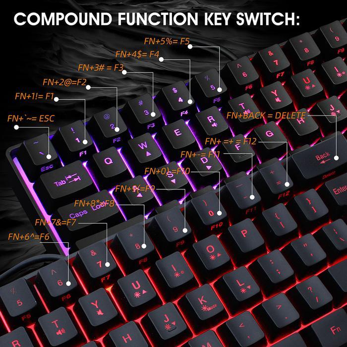 Rgb Backlight Keypad Hxsj V700 61 Keys Usb Wired Gaming Keyboard