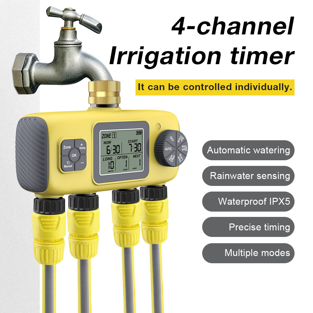 Automatic Watering System Irrigation Timer Brass Inlet IPX5 Waterproof Rain Delay Garden Water
