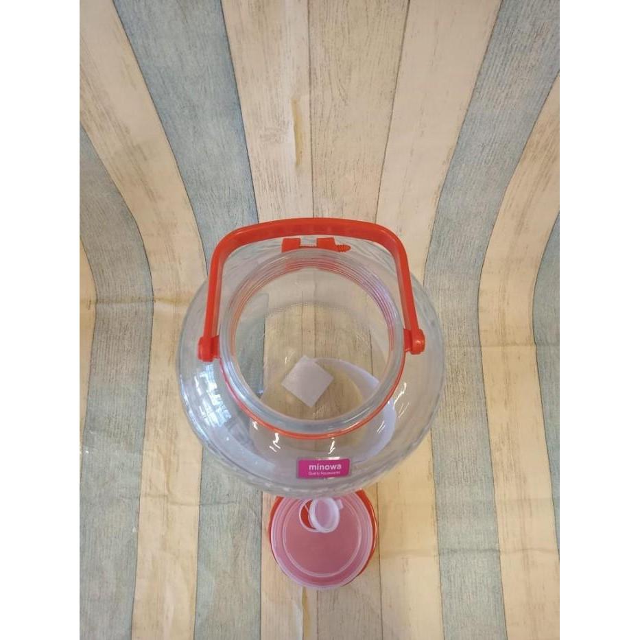 MINOWA TOPLES KACA 15 LITER KEDAP UDARA TUTUP MERAH CAKEP STOPLES BESAR