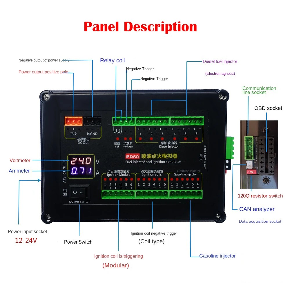 Pd60 Fuel Injection Ignition Simulator Vehicle Computer Inspection Tester For Ignition Coil Of