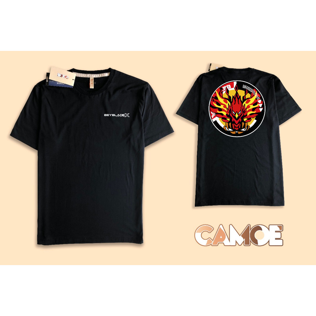 Kaos Tshirt Depan Belakang Anime Beyblade X Gear Chip logo Phoenix Wing