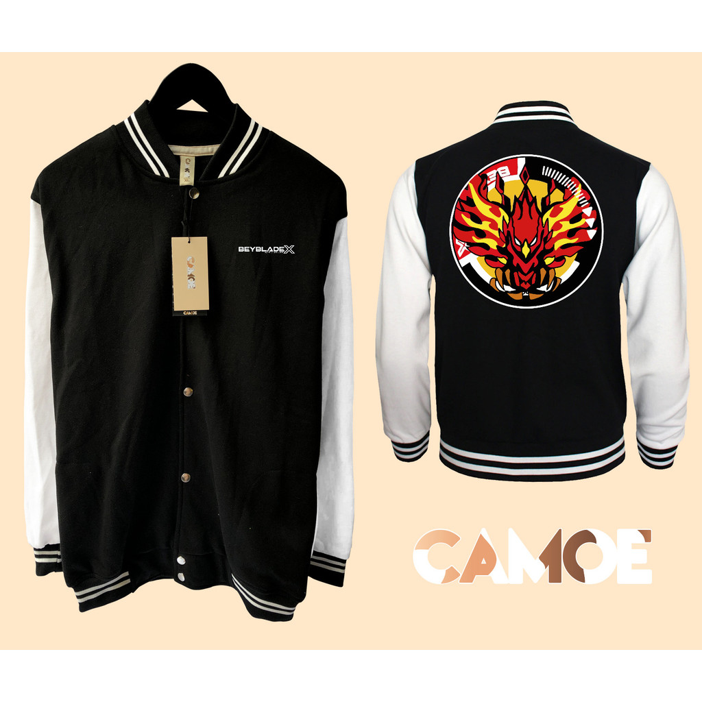 Jaket Baseball Varsity Anime Beyblade X Gear Chip logo Phoenix Wing