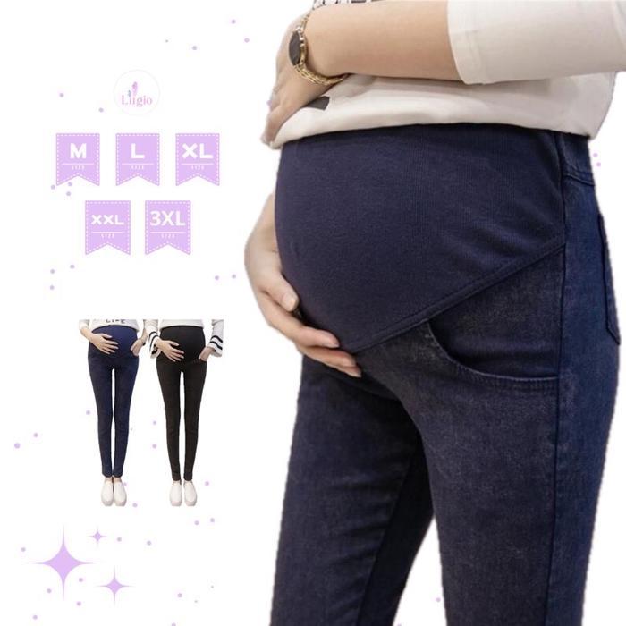 [ LG308 - LUGIO ] CELANA JEANS KATUN BUMIL CELANA DENIM BUMIL CELANA NYAMAN UNTUK IBU HAMIL