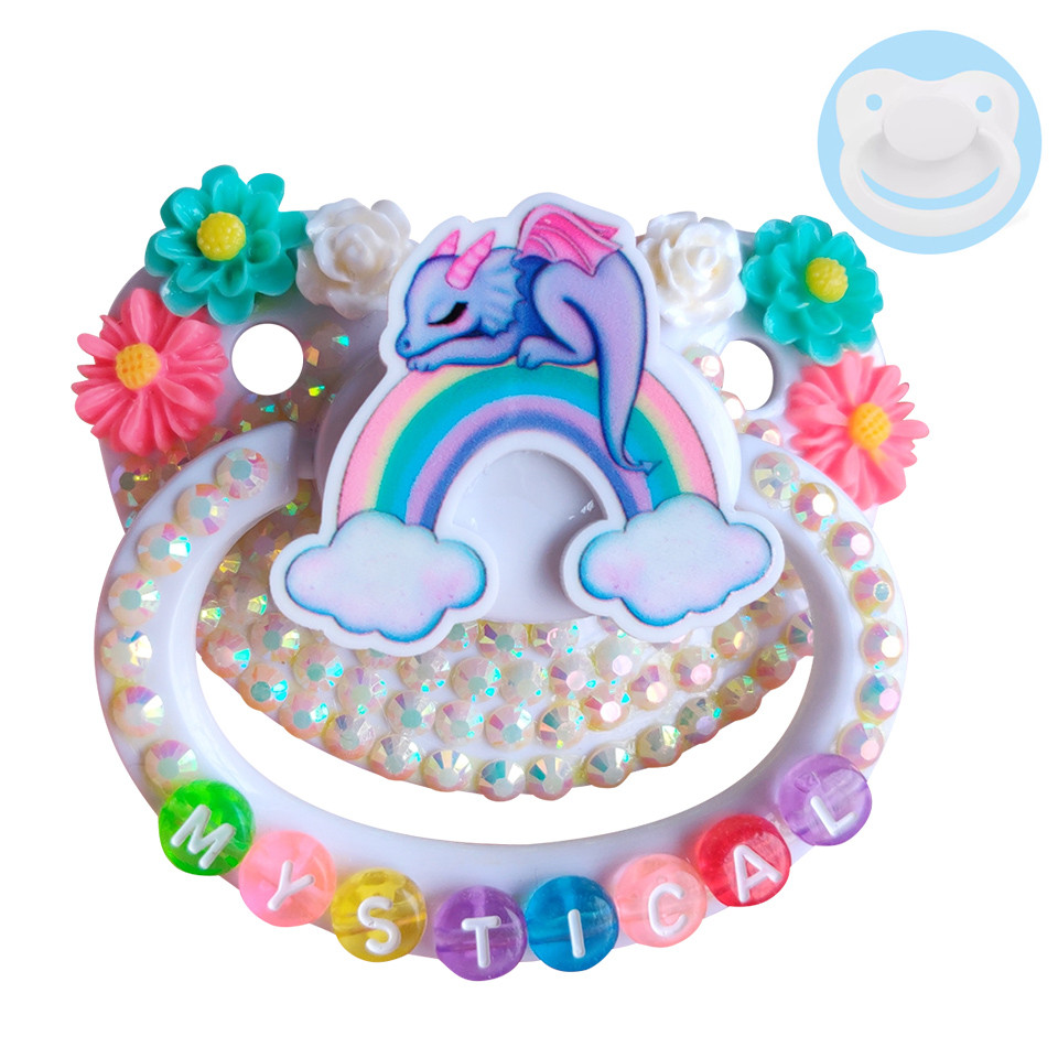 100% Handmake Cute Rainbow Pattern Baby Pacifier Silicone Size Pacifier Abdl Daddy Girl