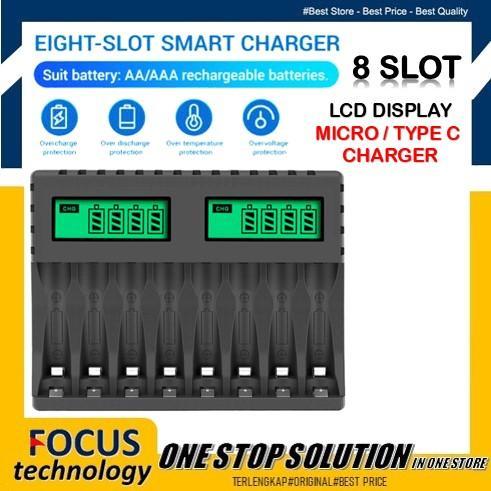 Smart Fast Charger 8 Slot LCD Serbaguna for Baterai AA AAA