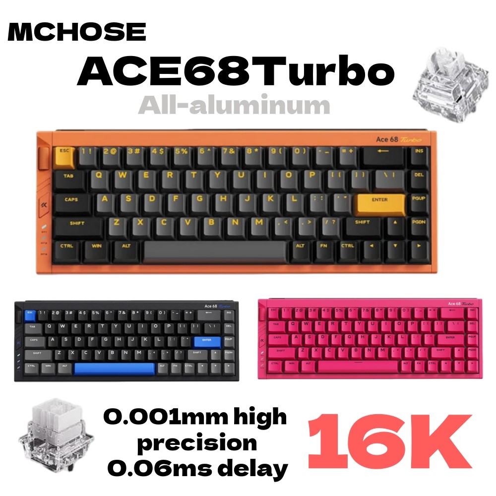 MCHOSE ACE68 TURBO MAGNETIC SWITCH KEYBOARD 16K ALUMINIUM ALLOY 0.001MM E-SPORTS KEYBOARD ERGONOMICS