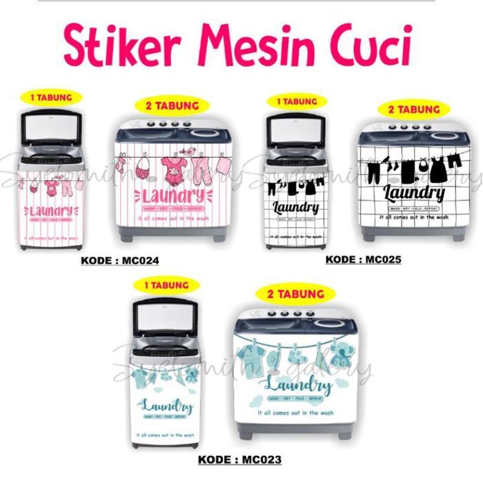 SIAPKIRIM Stiker Mesin Cuci 1 Tabung Stiker Mesin Cuci 2 Tabung Motif Laundry READY STOCK