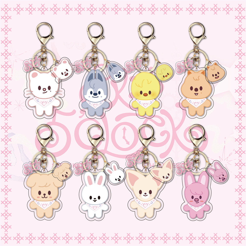 Skzoo Stray Kids Keychain Egg Waffles Rabbit Fur Bang Chan Hwang Hyunjin Popular Animal Wolf Fox