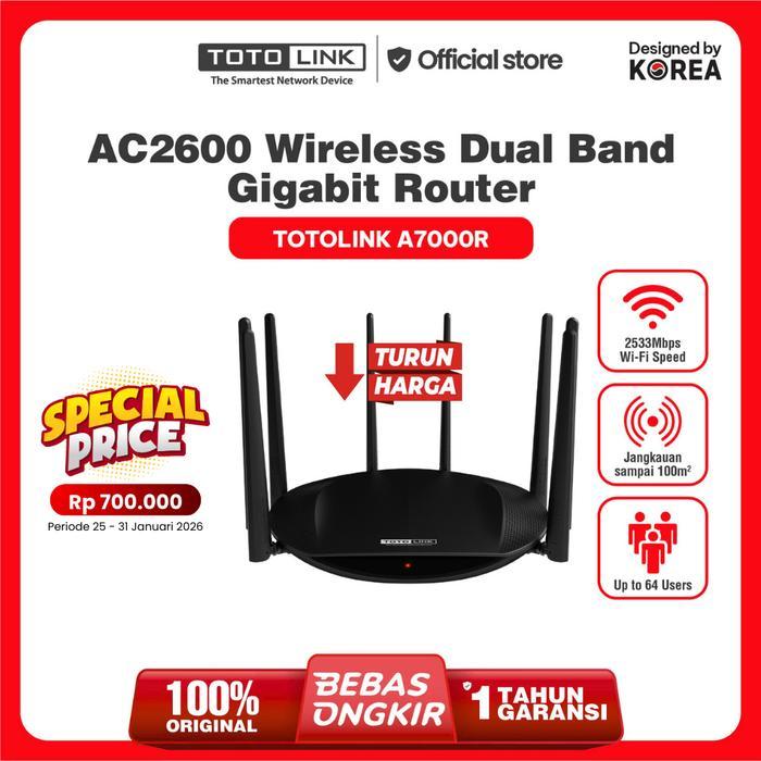 TOTOLINK A7000R - AC2600 WIRELESS DUAL BAND GIGABIT ROUTER