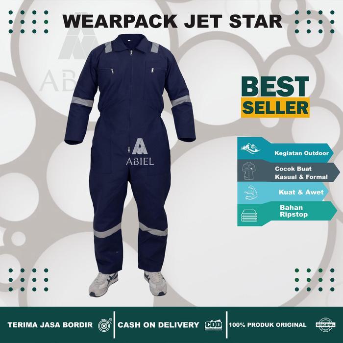 (Dikirim Dari Bandung) Wearpack Safety Pria Kerja Proyek Baju Seragam Mekanik Bengkel Navy Hitam