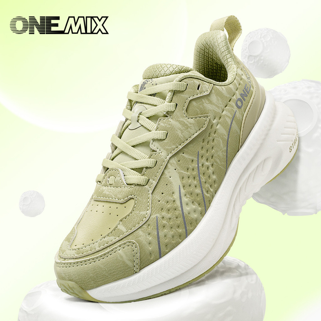 Onemix Leather Surface Shock-Absorbing Running Shoes, Sports Casual Shoes, Soft-Soled Wear-Resistant