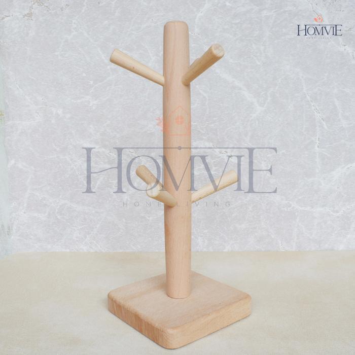 gantungan gelas cup organizer kayu woods rak holder rack penyimpanan