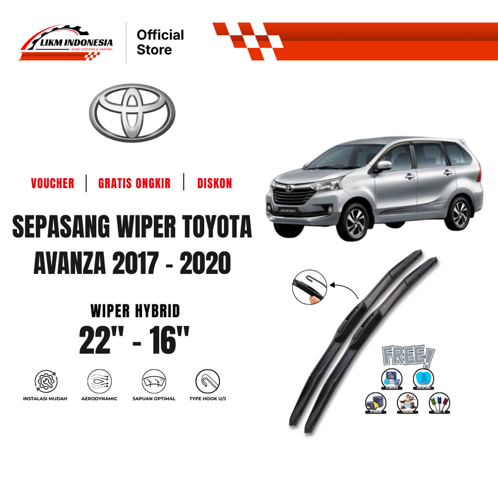 Wiper Toyota Avanza 2017-2020 Hybrid Kaca Depan Mobil Free 5 Bonus