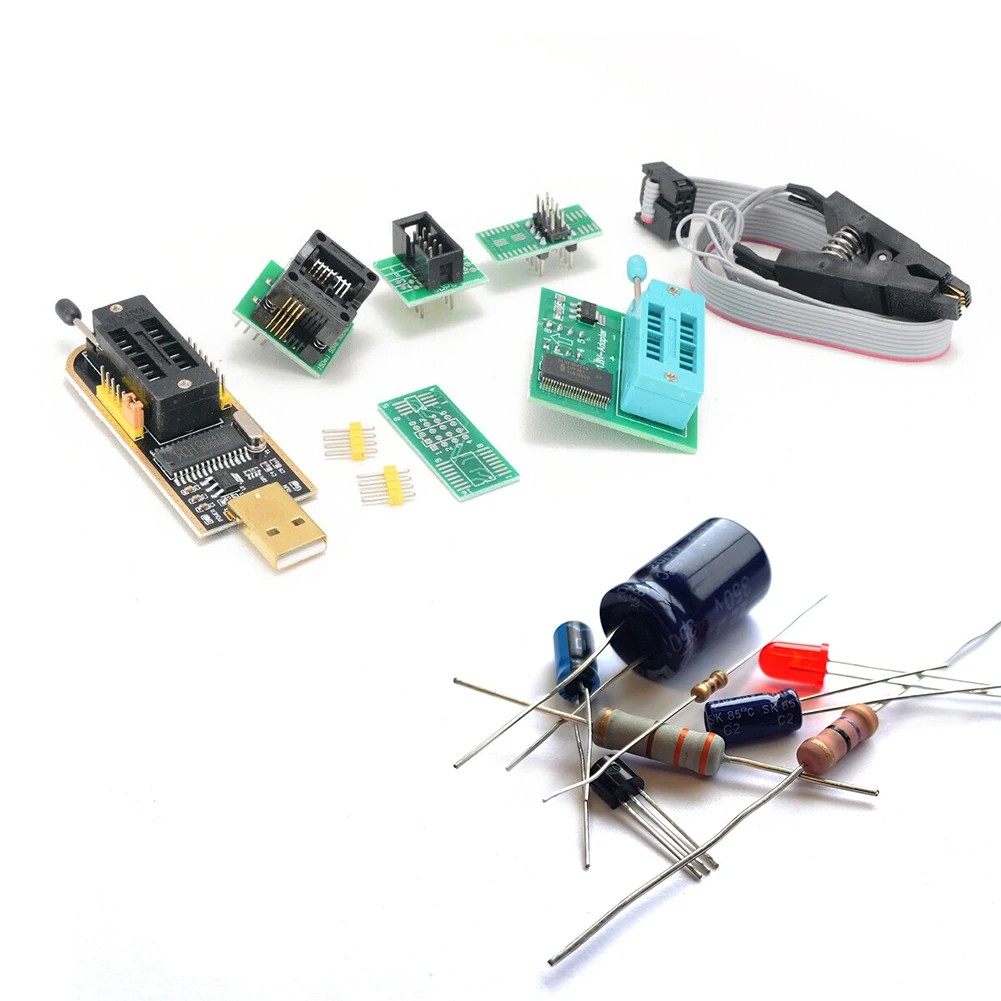 CH341A Programmer Complete Kit SOIC8 Adapter 24 25 Series CH341A Flash BIOS USB Programmer Module