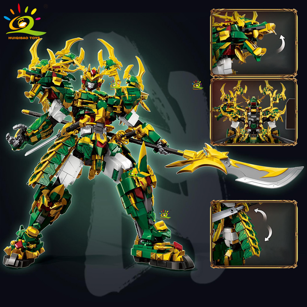 HUIQIBAO SunWuKong Warrior Mech Robot Building Blocks MOC Chinoiserie Action Figure Brick Children