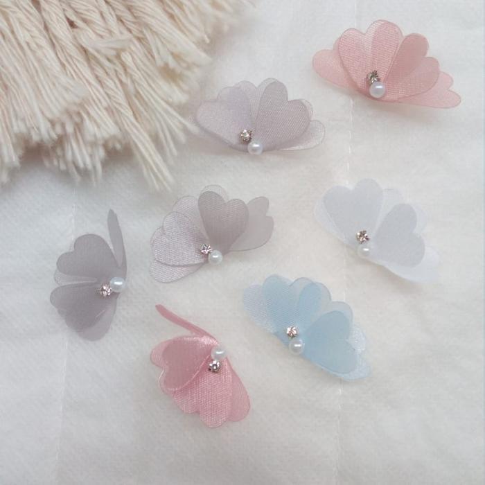 Aplikasi Bunga Semanggi lipat /Organza /payet /scraft /kebaya /gaun /jahit