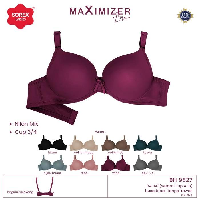 Sorex Bra Maximizer Tanpa Kawat Busa Tebal Kait 2 Cup A-B Push Up Bra Harian Bh 9827
