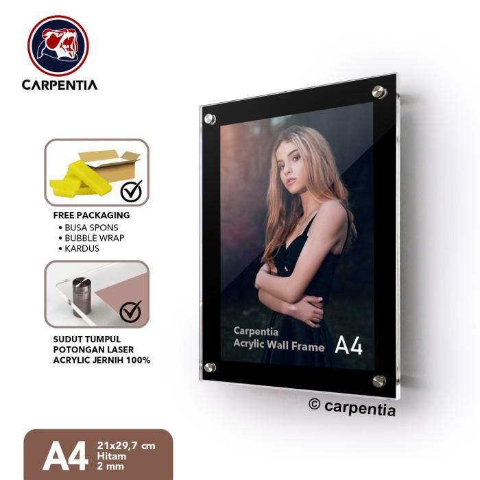 Carpentia Acrylic Wall Frame/ Bingkai Akrilik Poster Dinding - A4 Hitam [Satuan]