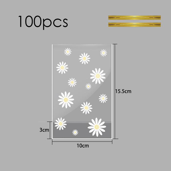 100Pcs Bakery Goodie Bags - Standing Plastic Cookie Pouches For Cupcakes & Snack Packaging