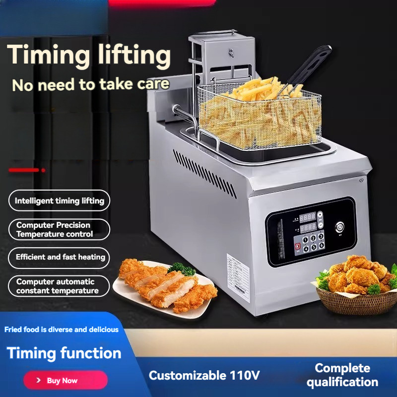 Commercial Electric Deep Fryer, Commercial Oil Fryer with Thermostat for Fried Chicken, French
