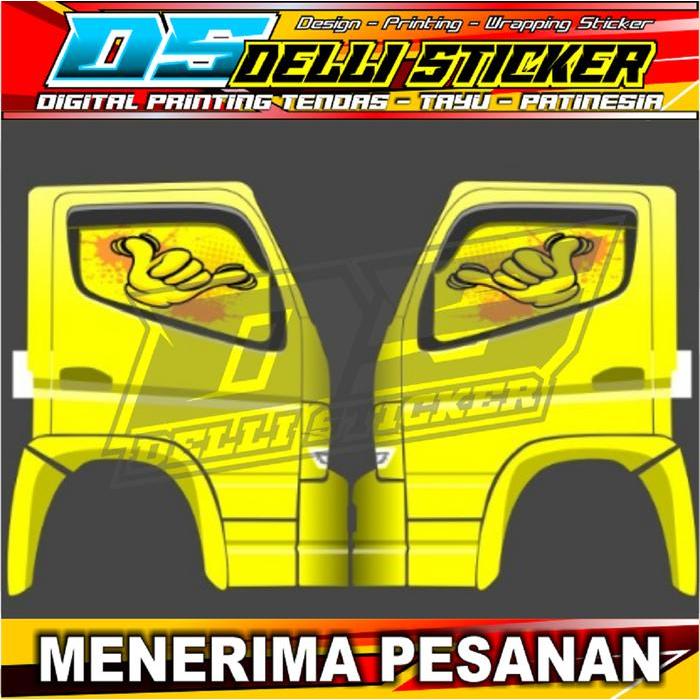 Stiker One Way Kaca Samping Canter - Tangan Oleng - Bisa Request Desain Car