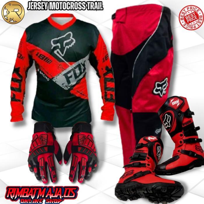 Best Seller Baju Jersey Set Motor Trail Motocross Adventure Dewasa Satu Set Baju Celana Sepatu Dan