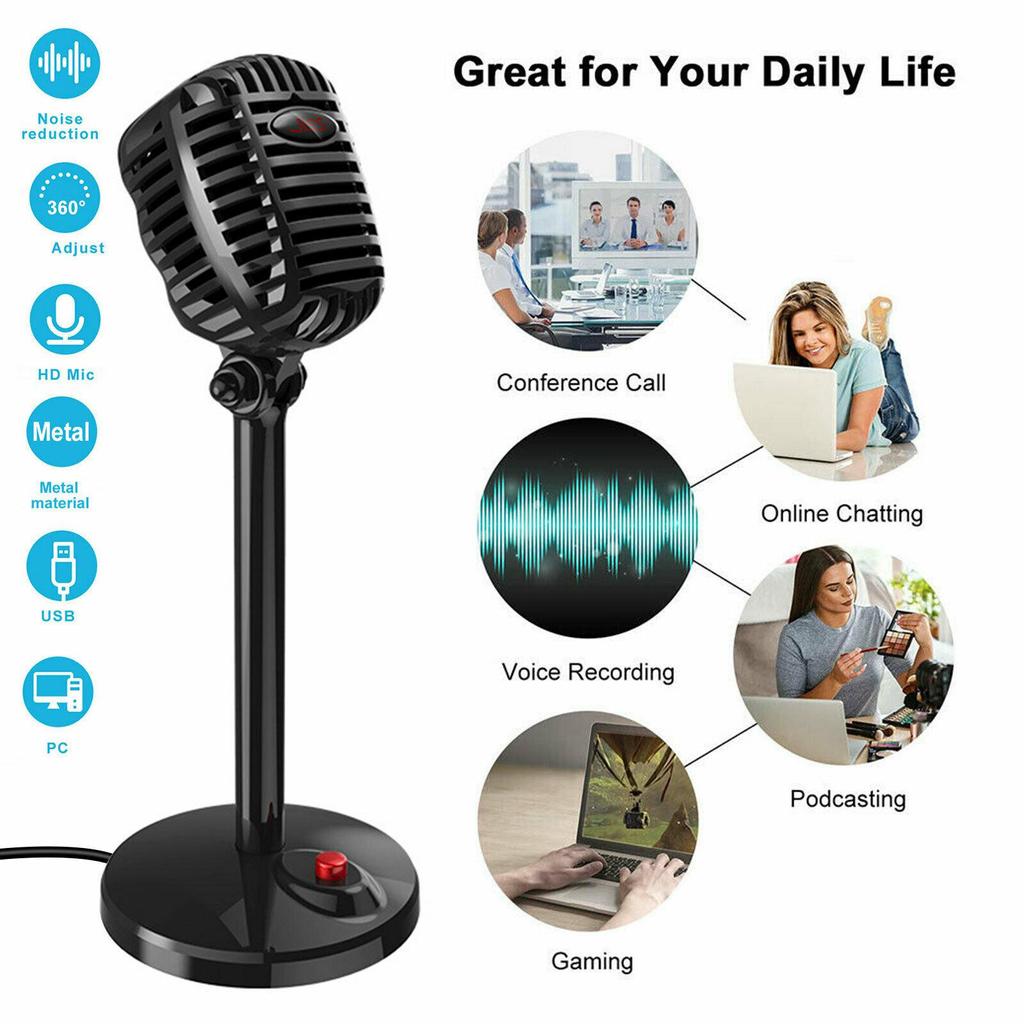 Universal USB Stand Mini Desktop Microphone Mic for PC Desktop Laptop Studio Mic