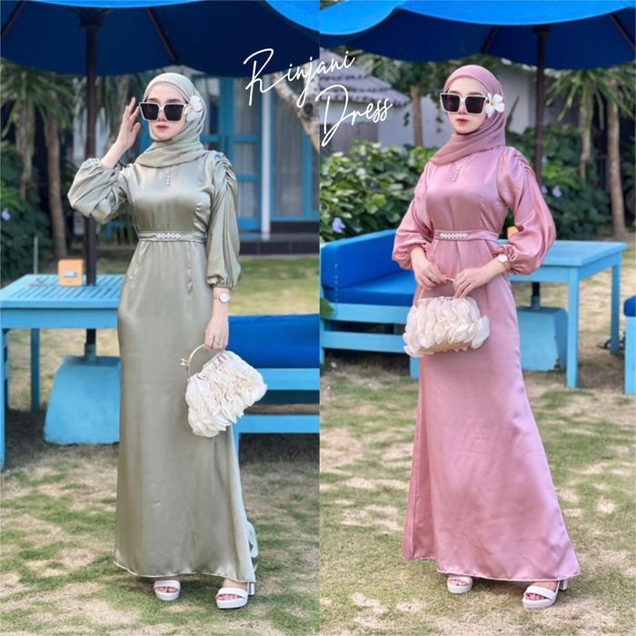 RINJANI DRESS FREE BELT PAYET GAMIS POLOS PESTA MEWAH DRESS KONDANGAN BAJU WISUDA LAMARAN KONDANGAN