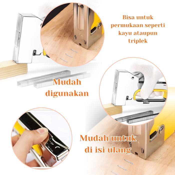 "New" Alat Staples Tembak Kertas Kayu Jok Motor Gun Tacker Steples Hekter Stapler Tembak Guntacker