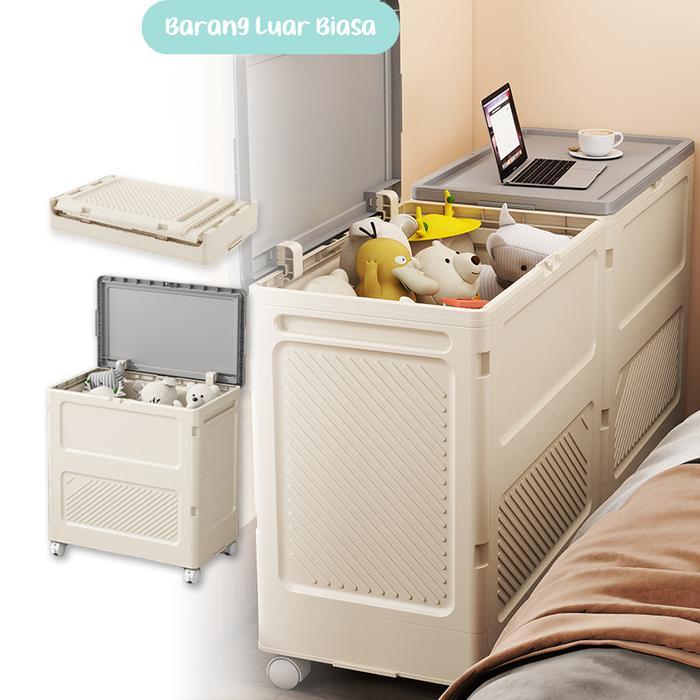 TERLARIS BLB Tempat Penyimpanan Nakas Storage Box Keranjang Mainan Pakaian Lipat Dengan Roda