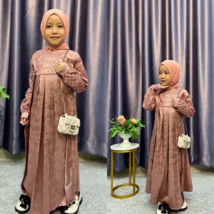 YASMIN series gamis anak perempuan gamis anak perempuan bahan jaguard silk set hijab bahan ceruty