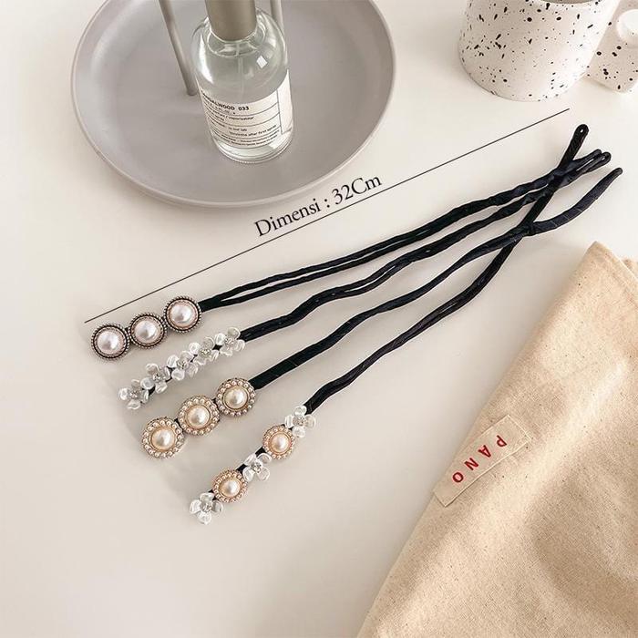 XM - Sanggul Rambut iKat Jepit Modern Simple Wanita Korea Motif Mutiara Diamond Elegant Hiasan