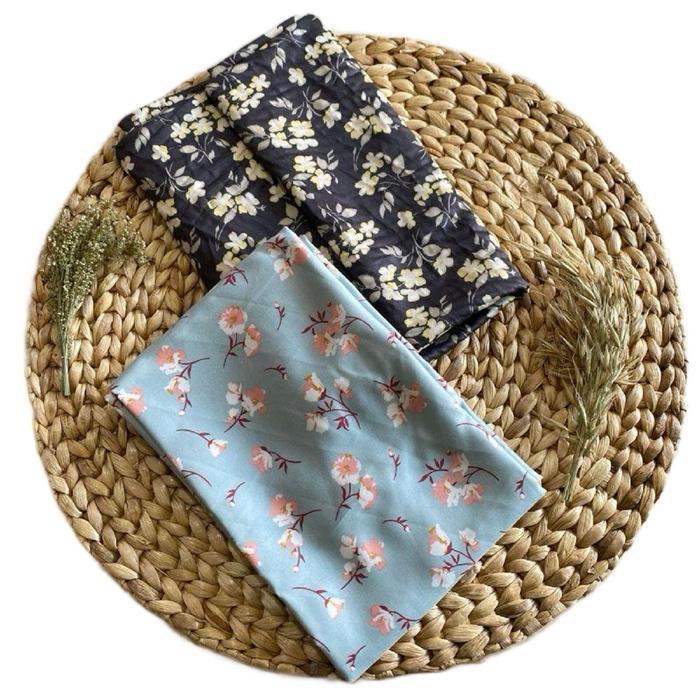 (CYLA) Kain katun rayon twill motif bunga