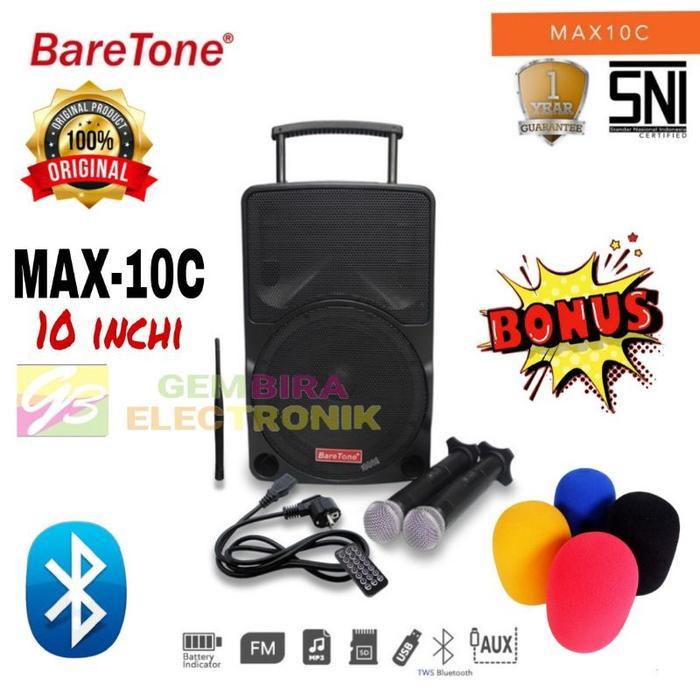 Paket Speaker Aktif Portable Baretone 10 inch MAX10 C bluetooth speker