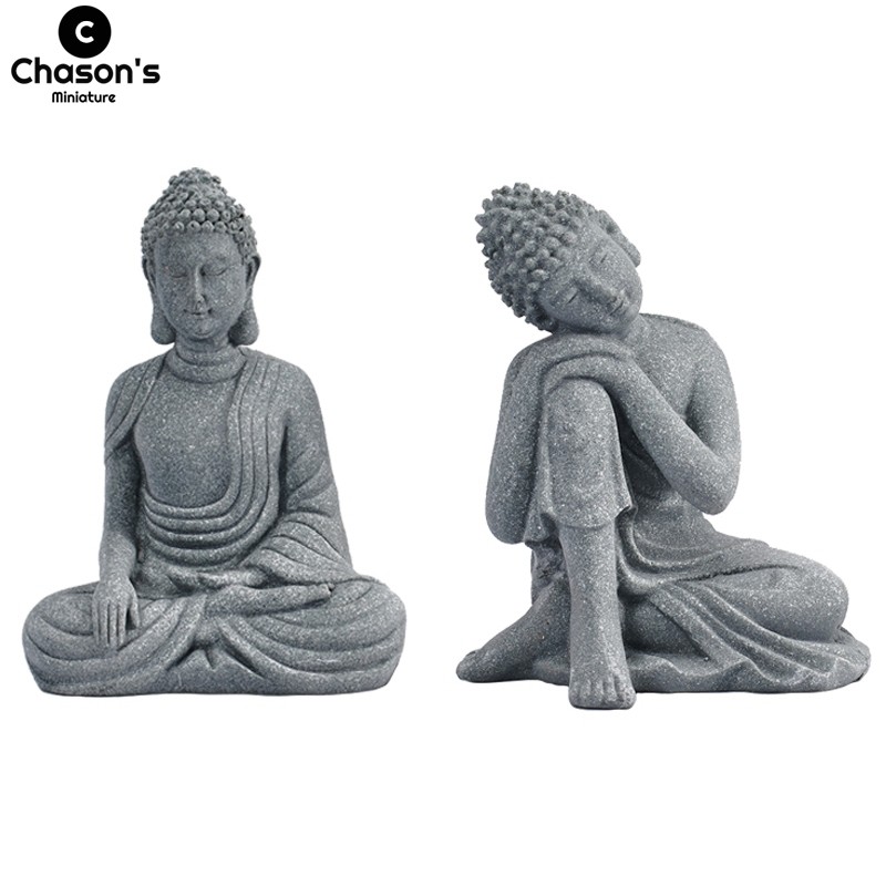 Biksu Buddha Kecil Patung Buddha Tibet Patung Batu Buddha Ornamen Mobil Taman Meditasi Dekorasi Akua
