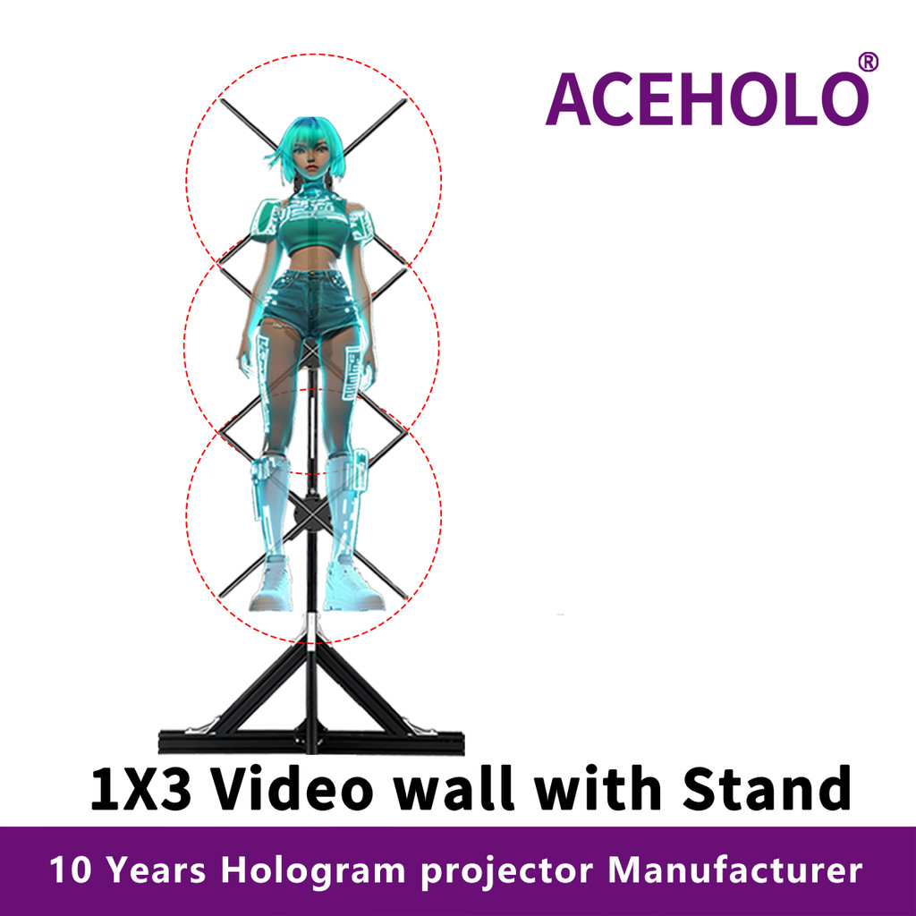 3pcs hologram projector video wall synchronization advertising hologram projector 3d led fan display