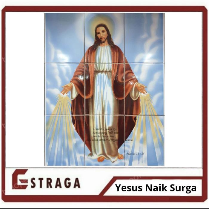Terlaris! Panel Keramik Dinding Gambar Yesus Naik Surga 9X20X25 - Panel Yesus Naik Surga - Panel