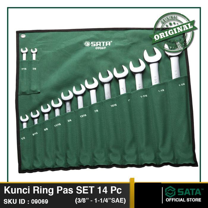 SATA TOOLS Kunci Ring Pas Set 14 Pcs Inch 09069