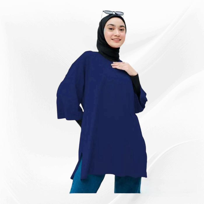 "New" Kaos Polos Oversize Jumbo Atasan Wanita Tsirt Bahan Babyterry Atasan Hijab Muslimah Cod Muslim