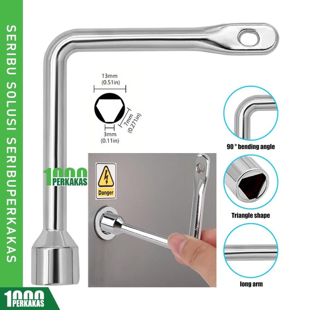 Kunci Pas Segitiga Internal Lift AK55 1P / Katup Meter Air Kabinet Kontrol Listrik Wrench / Panel Un