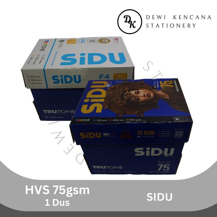 Kertas HVS Putih / Kertas Print Fotocopy HVS SIDU 75 Gram 1 Dus isi 5 Rim