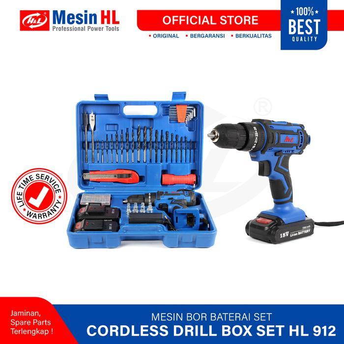 Krisbow Modern - Hl 912 Mesin Bor Baterai Cordless Drill Boxset - 2 Baterai 18V