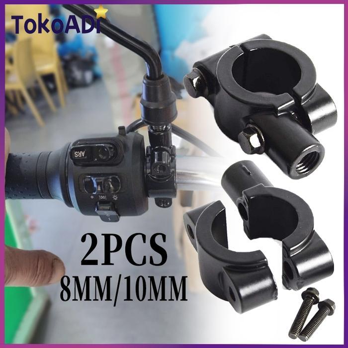 Polisport United - 8Mm/10Mm Paduan Aluminium 2Pcs Motor Sepeda Listrik Universal Lebar Dudukan Spion
