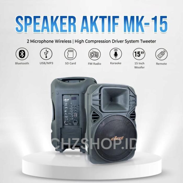 paket speaker aktif pasif 15 inch DAT DS 155 MK 15 Aktiv Pasiv Troli DAT DS155 MK15