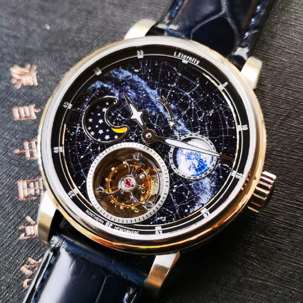 Top Luxury Starry Sky Automatic Tourbillon Mechanical Watches Waterproof Moon Phase Super Luminous