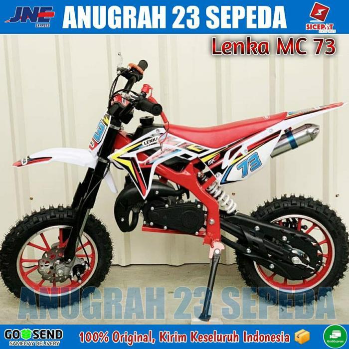 Motor mini Trail Anak Lenka MC 73 Motor Cross Bensin Campur - Merah