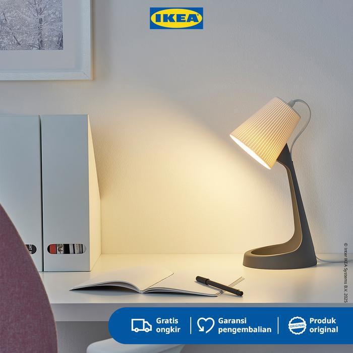 [] IKEA SVALLET Lampu Meja Kerja Plastik Warna Abu-Abu/Putih