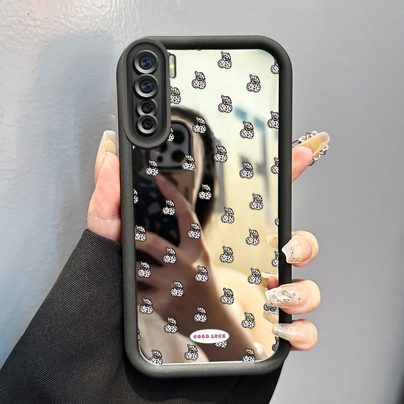 Casing Hp OPPO A91 OPPO F15 OPPO Reno 3 Case Leopard print cherries Cermin Kasing silikon Cesing Ins