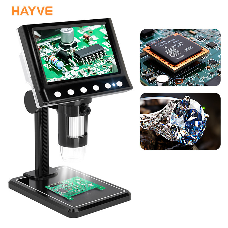 Hayve Mikroskop Digital 4.3 ''1600X Mikroskop USB 1080p Mikroskop Solder dengan 8 LED Kompatibel den