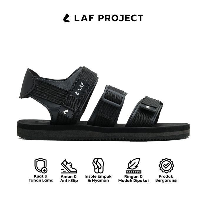 Laf Project - Sandal Gunung Pria Wanita Sendal Traveling Hitam - Jack V1 Jepit Pasti Ori